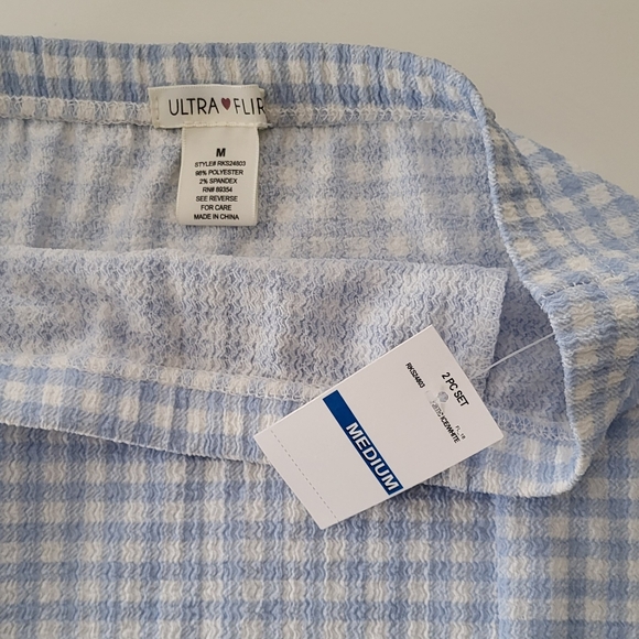 Ulta Flirt Baby Blue Checkered Button Up Crop Top & Mini Skirt Set - Picture 7 of 15